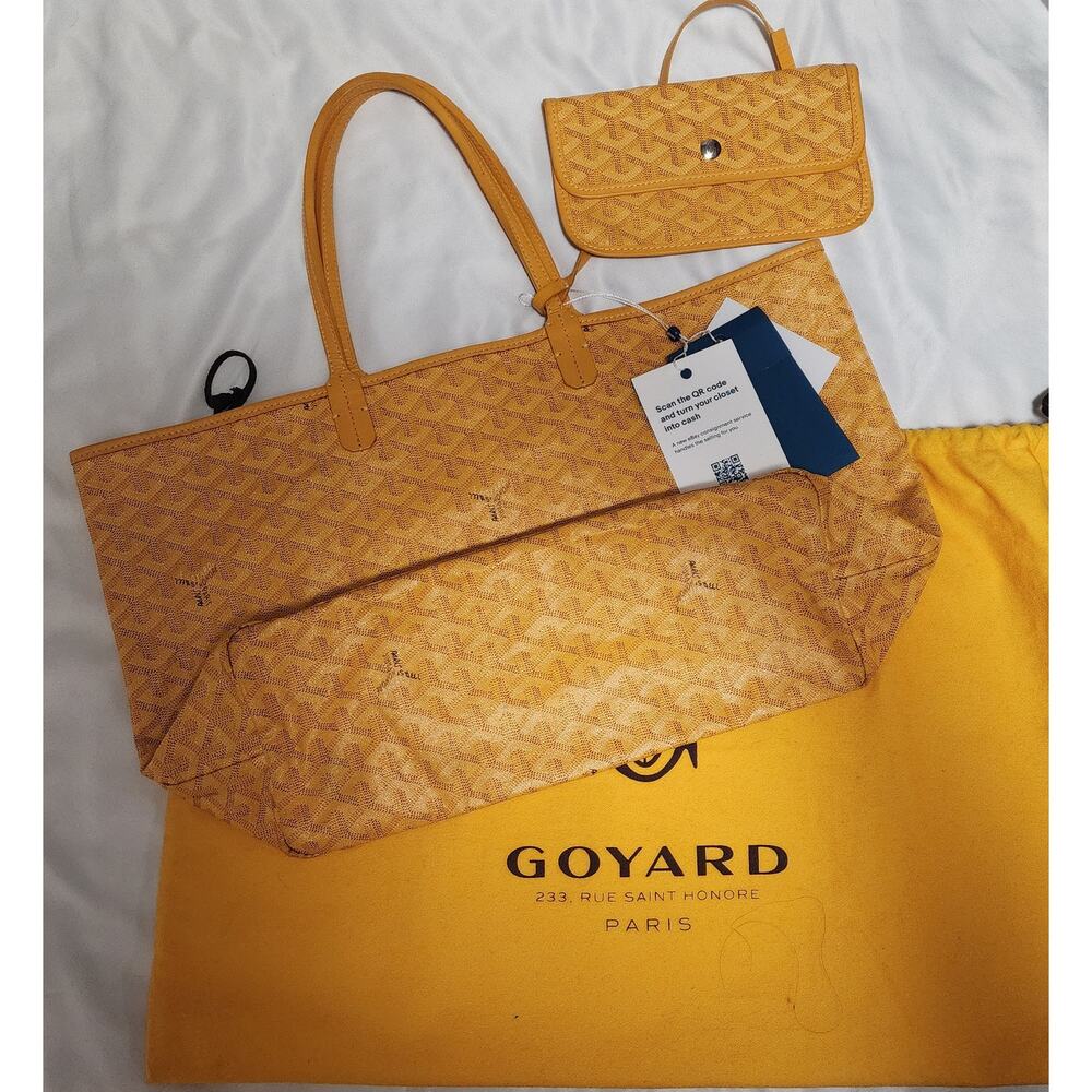 US Based Authentic GOYARD Saint St Louis PM Tote Bag Goyardine Canvas Yellow